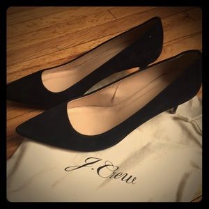 J Crew Black Suede Kitten Heels